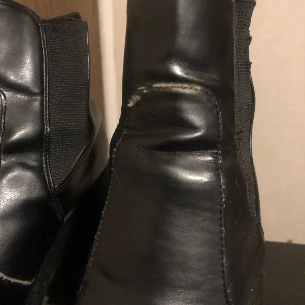 squared toe chunky platform leather boots